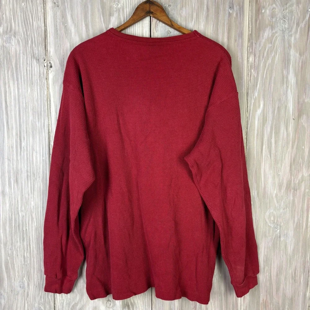 VTG GAP Red Waffle Knit Long Sleeve Thermal Shirt Mens M‎ Made in USA Faded Cozy